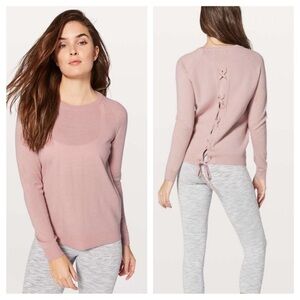 Lululemon Pink Sweater with Lace-Up Back Detail